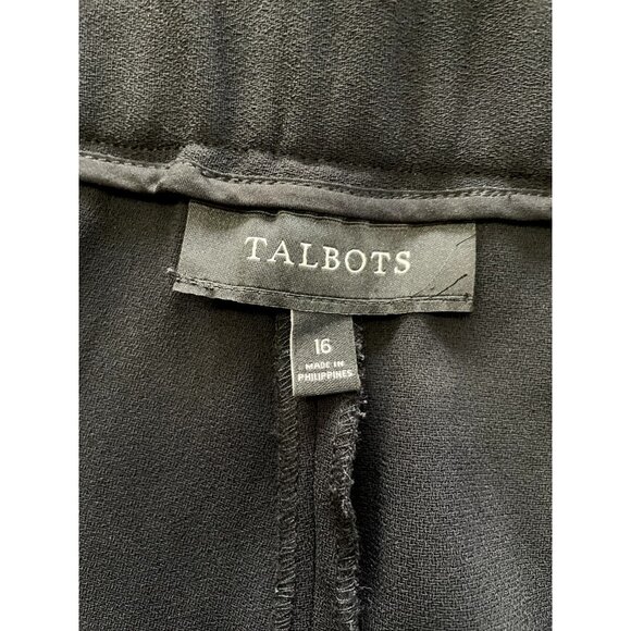 Talbots Woman's Black Wide Leg Trousers Size 16 Career Office Minimal Capsule - Picture 2 of 14